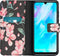 iMoshion Hoesje Geschikt voor Huawei P30 Lite Hoesje Met Pasjeshouder - iMoshion Design Softcase Bookcase - Zwart / Roze / Blossom Watercolor Black