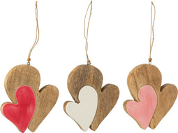 J-Line hanger Hart Gekerfd - hout - mix - large - 3 stuks