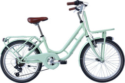 Wings Retro Kinderfiets - Fiets voor Meisjes - 22 Inch 34 cm - 6 Versnellingen - V-Brakes - Lichtblauw