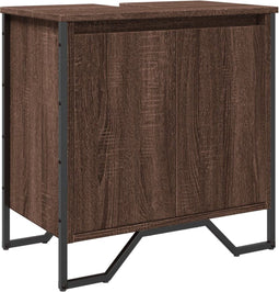 vidaXL - Wastafelkast - 60x35x60 - cm - bewerkt - hout - bruin - eikenkleurig