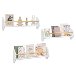 Woltu Wandboekenkast - Wolk Serie - 3 Delig - MDF en Grenen - Wit