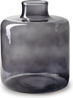 Jodeco Bloemenvaas Willem - transparant smoke glas - 19 x 23 cm - fles vorm vaas