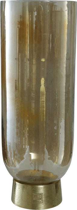 PTMD Angelo Rond Windlicht - H39 x Ø14 cm - Aluminium/glas - Goud