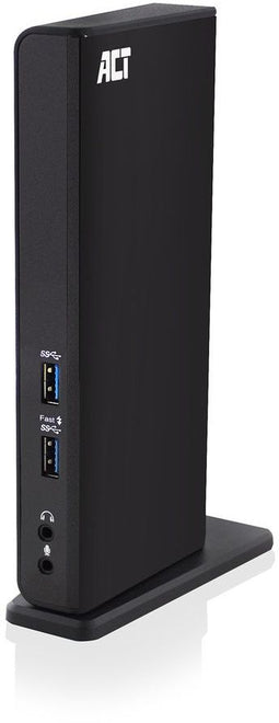 ACT AC7049 - USB-C/A Dual Monitor Docking Station - 2x HDMI - 6 USB-poorten - Verticale plaatsing