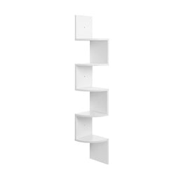 Vasagle Zwevende Hoekplank - Wandplank 5 Niveaus - 127,5 x 20 x 20 cm - Wit