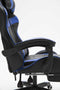 Gamestoel met voetsteun Cyclone tieners - bureaustoel - racing gaming stoel - blauw zwart