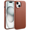 Accezz MagSafe Leather Backcover - iPhone 15 - Echt leer met verhoogde randen - Bruin