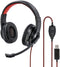 Hama HS-USB400 - PC-Office-headset - Flexibele microfoonarm - Rood Zwart