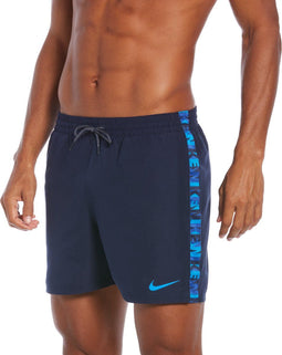 Nike Swim Logo Tape 5" Volley - Heren Zwembroek - Licht en waterafstotend - Marineblauw