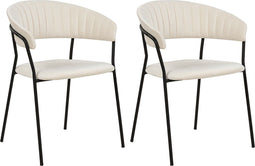 Set van 2 eetkamerstoelen MARIPOSA Fluweel Crème