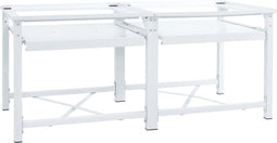 vidaXL - Dubbele - wasmachine - sokkel - met - uittrekbare - planken - wit