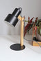 PUHLMANN - lamp DESK met schakelaar, metaal / grenen hout, zwart