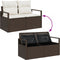 vidaXL - 2-Zits - Tuinbank - met - Opbergruimte - & - Kussens - Bruin - Poly - Rattan