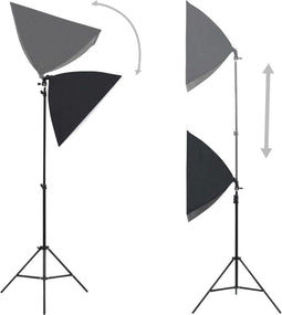 vidaXL - Fotostudioset - met - softboxlampen, - achtergrond - en - reflector