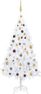vidaXL - Kunstkerstboom - met - verlichting - en - kerstballen - 180 - cm - PVC - wit
