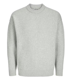 Jack & Jones Max Knit Crew Sweater - Wide Fit - Lichtgrijs Melange - XL