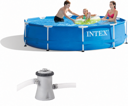 Intex Metal Frame zwembad 305 x 76 cm - Opzetzwembad - 12-Volt filterpomp - Blauw