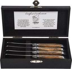 Laguiole Style de Vie Botermessen Luxury Line - 4-delig - Olijfhout