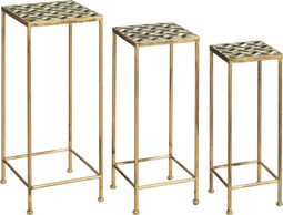 Mica Decorations Alanza Bijzettafel Buiten - Set van 3 - L28 x B28 x H67 cm - Metaal - Groen