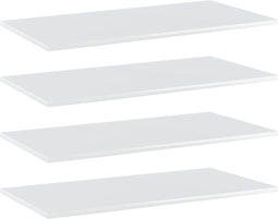 vidaXL - Wandschappen - 4 - st - 80x40x1,5 - cm - bewerkt - hout - hoogglans - wit