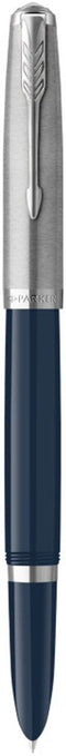 Parker 51-vulpen | Donkerblauwe behuizing met chromen afwerking | Medium penpunt met zwart inktpatroon | Geschenkverpakking