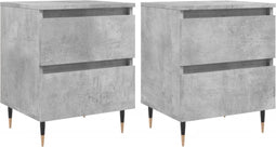 vidaXL - Nachtkastjes - 2 - st - 40x35x50 - cm - bewerkt - hout - betongrijs
