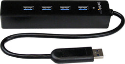 Startech.com ST4300PBU3 - USB 3.0 Hub - 4-poorts met geïntegreerde kabel - Zwart
