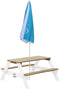 AXI Nick Picknicktafel in Bruin/Wit met Parasol in Blauw/Wit - Picknick tafel voor kinderen van FSC hout