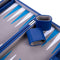 Engelhart Backgammon - 18 inch - Grijs Blauw Wit Ingelegd Bord - Sky Blue Koffer met Handvat