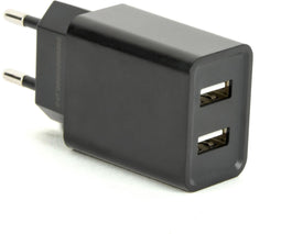 USB thuislader met 2 poorten - Smart IC - recht - 2,1A / zwart