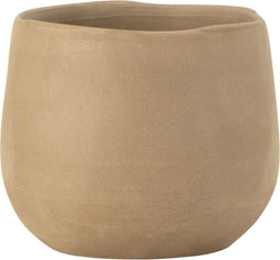 J-Line bloempot Effen - keramiek - beige - small - 2 stuks - Ø 15 cm
