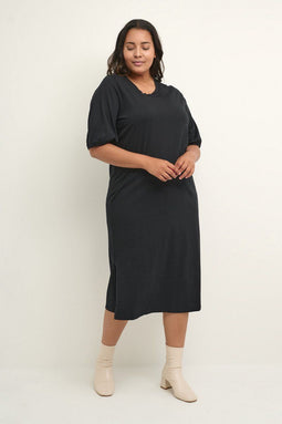 Kaffe Curve KCerna T-Shirt Dress - Dames Jurk - Driekwart mouw - Maat L