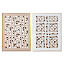 Schilderij Home ESPRIT Wit Beige Gouden Modern Stads 90 x 3,5 x 120 cm (2 Stuks)