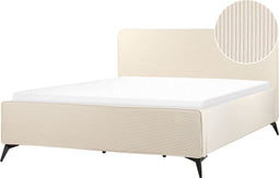 VALOGNES - Tweepersoonsbed - Lichtbeige - 180 x 200 cm - Corduroy