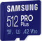 Samsung PRO Plus - microSDXC 512GB - UHS-I Class 10 A2 V30 - 160MB/s