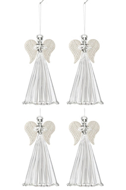 J-Line Doos Van 4 Engel Hanger Pailletten Glas Transparant