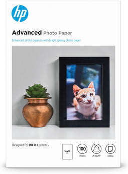 HP Advanced Photo-papier - Glanzend - 250 g/m2 10 x 15 cm (100 vellen)