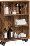 vidaXL - Opbergtrolley - smal - 48x13x68 - cm - bewerkt - hout - oud - houtkleurig