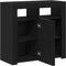 vidaXL - Sideboard - met - LED-lampjes - - - Zwart - Eiken - - - 80x35x75 - cm - - - Bewerkt - Hout