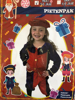 Pietenpak - Verkleedset - Maat 4-6 jaar - Rood blauw