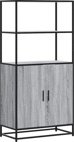 vidaXL - Hoge - kast - 68x35x139cm - bewerkt - hout - en - metaal - grijs - sonoma - eiken