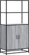 vidaXL - Hoge - kast - 68x35x139cm - bewerkt - hout - en - metaal - grijs - sonoma - eiken