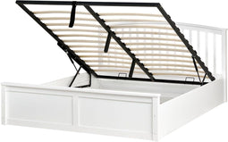 CLARBEC - Tweepersoonsbed met opbergruimte - Wit - 160 x 200 cm - Dennenhout