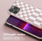Selencia Hoesje Geschikt voor iPhone 13 Pro Max Hoesje Met Koord - Selencia Siliconen design hoesje met afneembaar koord - Roze / Irregular Check Sand Pink
