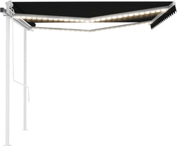 vidaXL - Luifel - automatisch - met - LED - en - windsensor - 4x3 - m - antracietkleurig