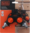 BLACK+DECKER Kraanstuk - 3/4 Inch Connector - Waterstop - 2 Weg Splitser - Zwart/Oranje