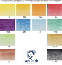 Van Gogh Aquarelpotloden - Starterset 12 Kleuren - Lichtechte pigmenten
