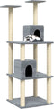 vidaXL - Kattenmeubel - met - sisal - krabpalen - 141 - cm - lichtgrijs