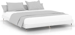 vidaXL - Bedframe - zonder - matras - 160x200 - cm - spaanplaat - wit