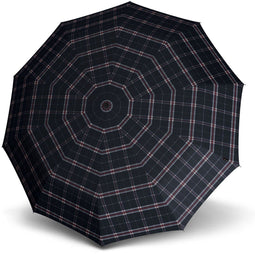 Paraplu Knirps Geruit Blauw met houten handvat - T771 - Dsn 111 cm - Lengte 90 cm - Knirps